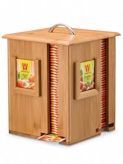 Armoire de rangement à thé portable en bambou