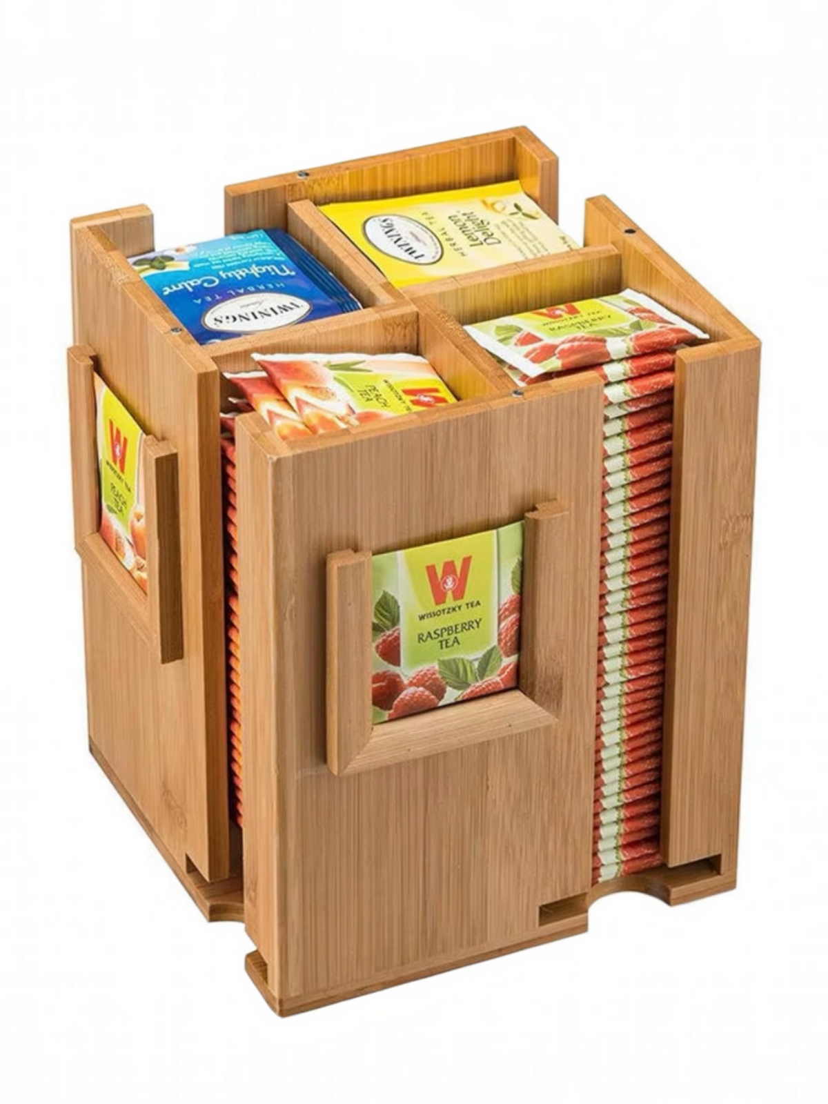 Armoire de rangement à thé portable en bambou