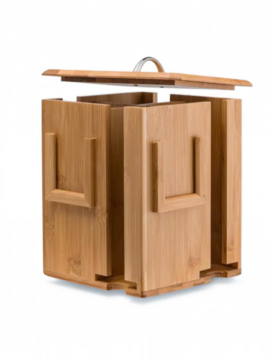 Armoire de rangement à thé portable en bambou